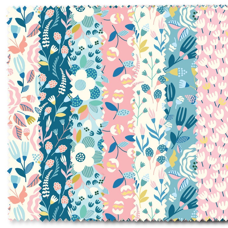 Blue Blossoms by Maria Vashchuk for Felicity Fabrics Rose Garden Line