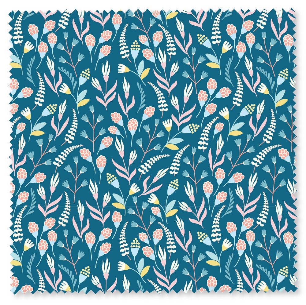 Blue Blossoms by Maria Vashchuk for Felicity Fabrics Rose Garden Line