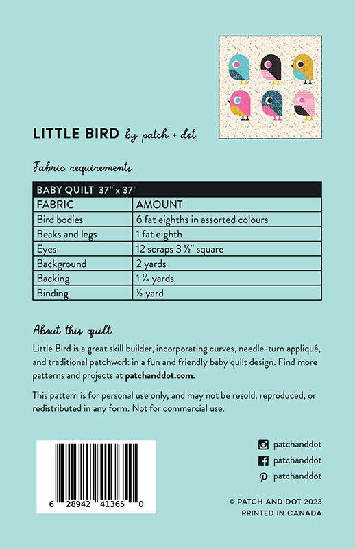 Little Bird Quilt Pattern by Patch and Dot (Physical Copy)