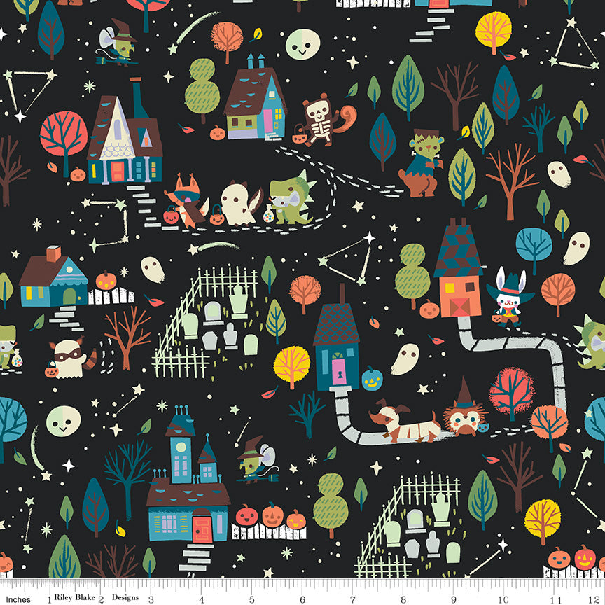 Main Charcoal (Glow in the Dark) by Jill Howarth for Riley Blake Designs Tiny Treaters Line