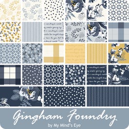Stars Navy by My Mind&#39;s Eye for Riley Blake Designs Gingham Foundry Line