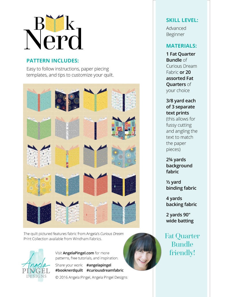 Book Nerd Quilt Pattern by Angela Pingel (Physical Copy)