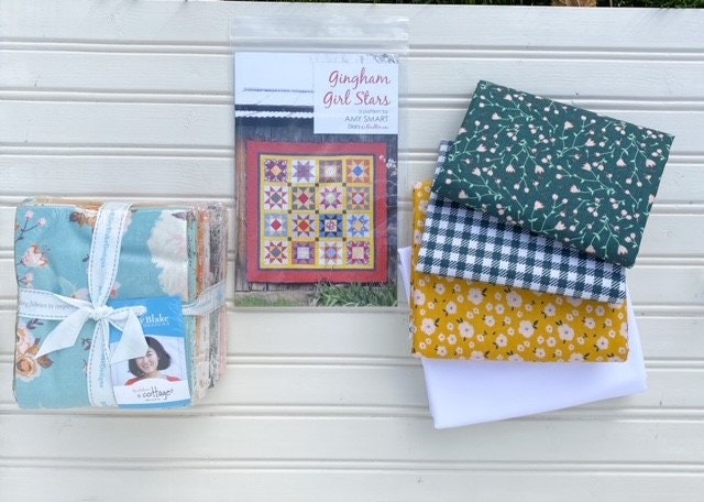 Exclusive Gingham Girls Stars Quilt Kit