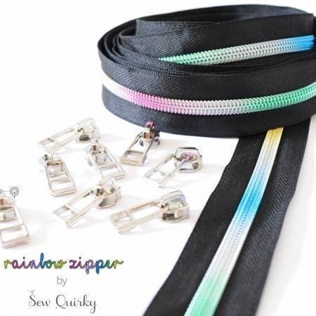 Sew Quirky Black Rainbow Stripe It Up Zipper