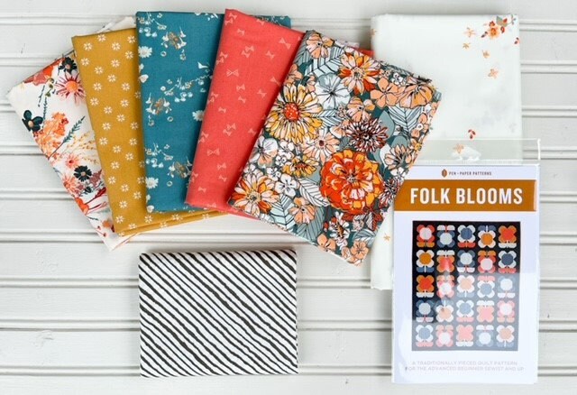 Exclusive Folk Blooms Quilt Kit featuring Sharon Holland Fabrics