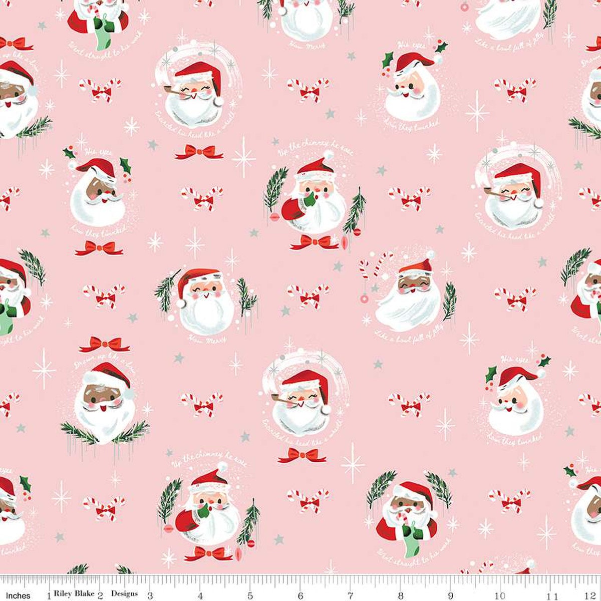 Twas Jolly Old Elf Pink Sparkle by Jill Howarth for Riley Blake Designs