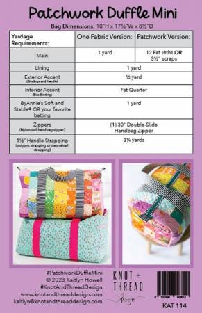 Patchwork Duffle Mini Pattern by Knot and Thread (Physical Copy)
