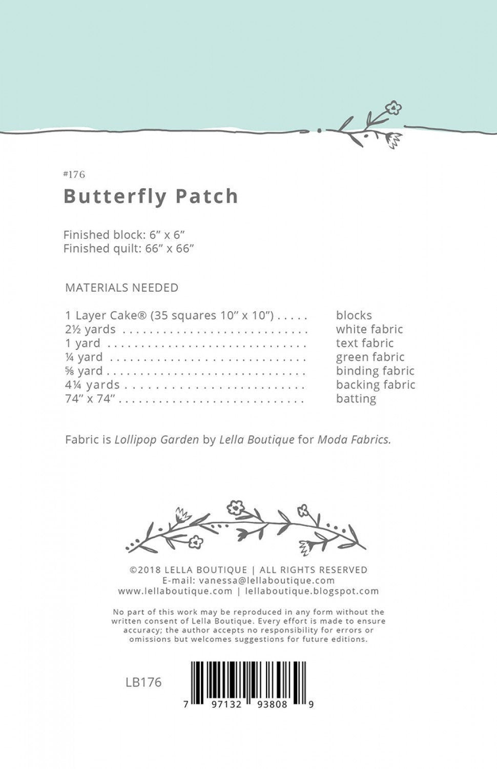 Butterfly Patch Quilt Pattern by Lella Boutique (Physical Copy)