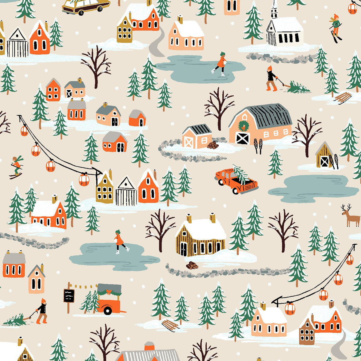 Holiday Village Cream by Rifle Paper Co. Holiday Classics