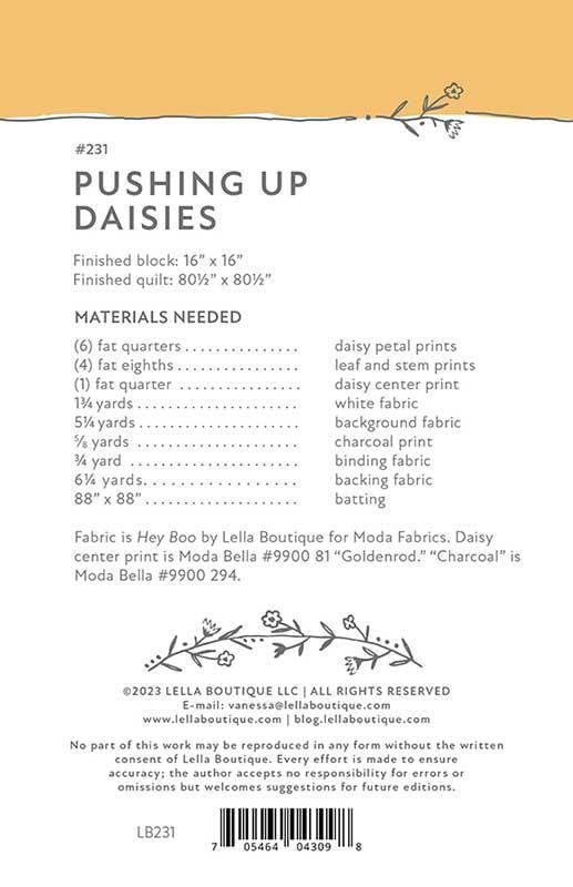 Pushing up Daisies Quilt Pattern by Lella Boutique (Physical Copy)