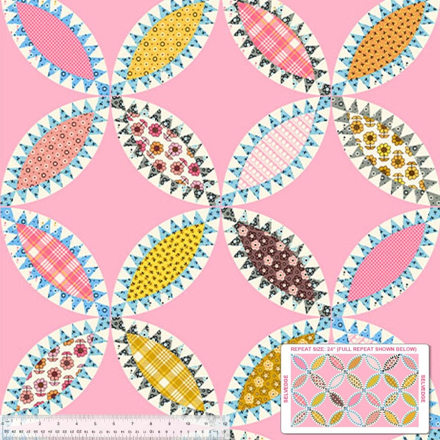Light Pink Tabacco Leaf Cheater Print by Denyse Schmidt for Windham Fabrics Bonny Line