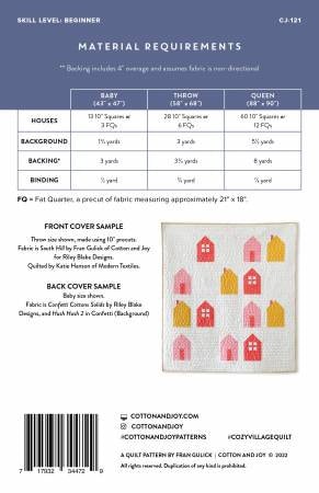 Cozy Village Quilt Pattern by Cotton and Joy (Physical Copy)