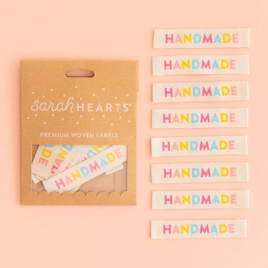 Colorful Handmade Woven Labels by Sarah Hearts (8 Labels Per Package)