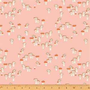 Pink Mushrooms by Heather Ross for Windham Fabrics Far Far Away 3 Line